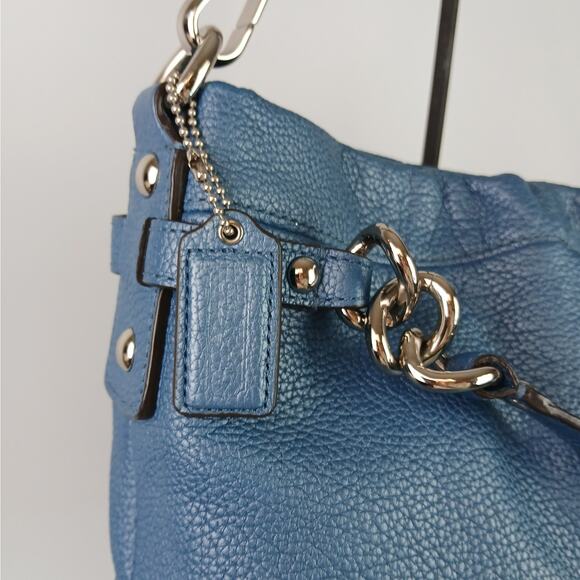 Coach Brooke Pebbled Leather Hobo Convertible Purse F17165 Blue $358 - Picture 4 of 11